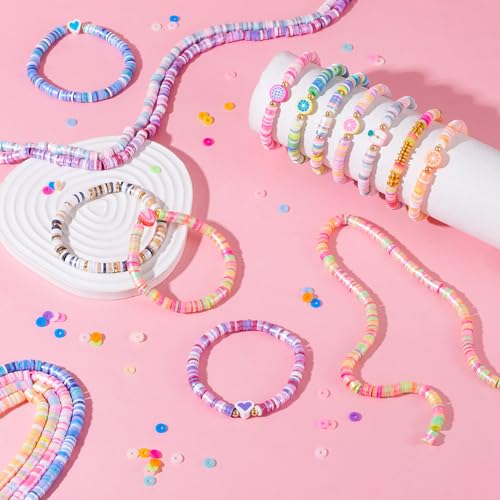 Pandahall 10 Strands 6mm Polymer Clay Beads Colorful Flat Pearlized Heishi for Friendship Bracelet Kit, Necklaces, Earring Jewelry Supplies - color: 10 Colors - Pearlized