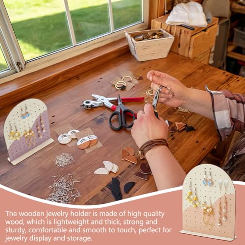 PH PandaHall Wood Earring Display Stands, 106 Holes Earring Holder Organizer Arch-shape Stud Earring Holder 2 Tones Jewelry Rack for Personal Usage Retail Trade Craft Show Exhibition