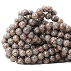 45PCS 8mm Natural Brown Snowflake Jasper Gemstone Round Stone Loose Beads for Jewelry Making 1 Strand 15" - color: Brown Snowflake, size: 8mm