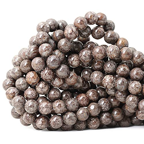 45PCS 8mm Natural Brown Snowflake Jasper Gemstone Round Stone Loose Beads for Jewelry Making 1 Strand 15" - color: Brown Snowflake, size: 8mm