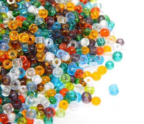 Perlin Glass Seed Beads 2mm 11/0 Round Mini Small Pony Beads 6500pcs for Making Earrings Bracelets Pendants Waist Jewelry DIY Handmade Transparent Color Kit (Assorted Colours) - color: Assorted Colours