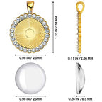 Hicarer 48 Rhinestone Bezel Pendant Trays 24 Pcs Gold Silver 25 mm Round Bezel Trays Blank Pendant Bases with 24 Transparent Glass Cabochons for Photo Making Crafts Wedding Jewelry Gifts