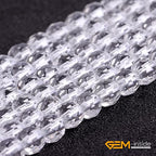 GEM-Inside Natural 4mm Clear White Quartz Gemstone Loose Beads Round Faceted AAA Grade Crystal Energy Stone Power for Jewelry Making 15" - color: Aaa Clear White Quartz, size: 4mm