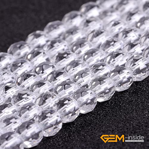 GEM-Inside Natural 4mm Clear White Quartz Gemstone Loose Beads Round Faceted AAA Grade Crystal Energy Stone Power for Jewelry Making 15" - color: Aaa Clear White Quartz, size: 4mm