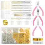 Yauhar 1166Pcs Jewelry Making Supplies Kit Contains Silver & Gold Earring Findings, Lobster Claw Clasps, Necklace Extender Chain, Beading Wire and Jewelry Pliers for DIY and Repair