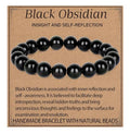 LPBeads Handmade Natural Gemstone Stretch Elastic Bracelet Healing Crystal Round Stone Beads Jewelry Gifts for Women Men - color: Black Obsidian, size: 10mm