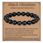 LPBeads Handmade Natural Gemstone Stretch Elastic Bracelet Healing Crystal Round Stone Beads Jewelry Gifts for Women Men - color: Black Obsidian, size: 10mm