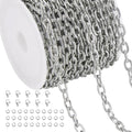Jabogrii 5 Meters Silver Stainless Steel Chain for Jewelry Making Embossed Oval Paperclip Chain DIY Craft Jewelry Findings - color: Embossed Paperclip Silver