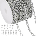 Jabogrii 5 Meters Silver Stainless Steel Chain for Jewelry Making Embossed Oval Paperclip Chain DIY Craft Jewelry Findings - color: Embossed Paperclip Silver