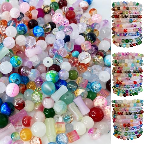 Assorted Beads Mixed Colors for Jewelry Making, DlY Arts Crafts Decorative Crystal Glass Mixed Beads for Handcraft,Bracelet, Earring and Bracelet for Women Above 12 Years Old Half Pound - color: Mixed color 6, size: Half pound