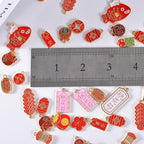Bulk Gold Enamel Charms for Jewelry Making, Colorful Metal Charms Pendant for Bracelet Necklace and Crafting - color: Chinese Style Red