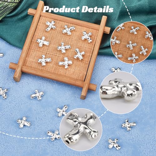 1 Box 80pcs Silver Cross Beads Bulk Cross Spacer Beads Small Tibetan Alloy Antique Silvery Crucifix Metal Rosary Crosses Bead for DIY Jewelry Making Necklace Keychain Craft Accessories - color: Antique Silver