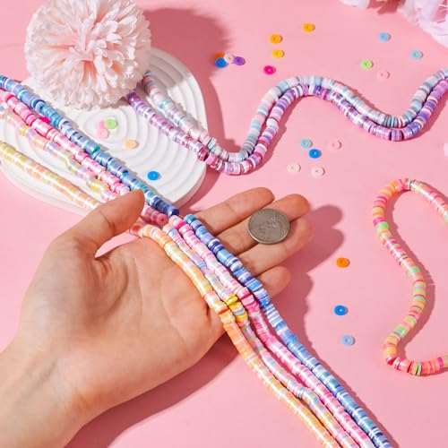 Pandahall 10 Strands 6mm Polymer Clay Beads Colorful Flat Pearlized Heishi for Friendship Bracelet Kit, Necklaces, Earring Jewelry Supplies - color: 10 Colors - Pearlized