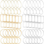 PAGOW 72 pcs Earring Beading Hoop, Hypoallergenic Teardrop Square Round Beading Hoops for Jewelry Making, Earrings Beading Hoop Bulk for DIY Crafts Accessories Supplies (Gold, Silver) - color: 72pcs,teardrop,square,round