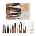 FASHEWELRY 16Pcs Teardrop Resin Wood Earrings Charms Long Drop Shape Wooden Earring Blanks Wooden Earrings Findings for Jewelry Making with 100Pcs Earring Hooks Jump Rings - color: 0Mixed Color-5 Shapes