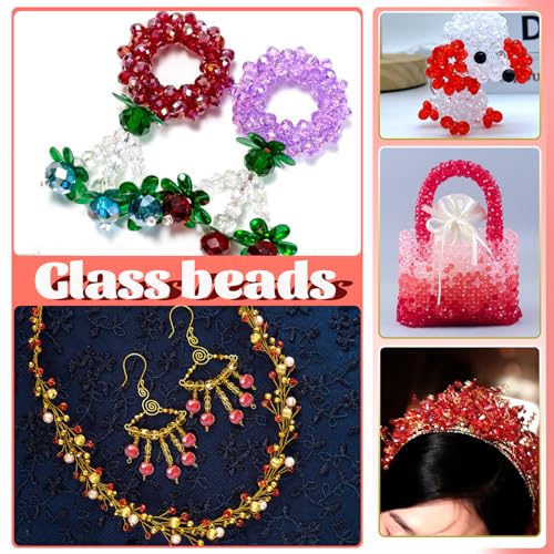 TOAOB 1000pcs Briolette Crystals Glass Beads 4mm 6mm 8mm Rondelle Faceted Spacer Beads Red Loose Beads for Bracelets Necklace Earrings Jewelry Making - color: Red