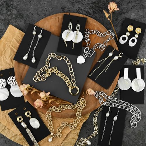 Tondiamo 2400 Pcs Earring Making Kit, Include Bright Gold, Silver and Gold Ear Hooks, 300 Earrings Cards Anti Sensitive Earring Making Tool with Jump Rings and OPP Bags for Repair(White Card) - color: White Card