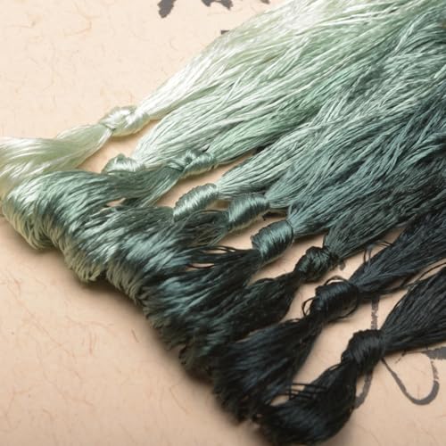 100% Nature Mulberry Handmade Embroidery Silk Thread Woven Jewelry Accessory Artificial Flowers Cross Stitch Floss DIY Sewing Kits 9 Gradient Colors 22m Each (43) - color: 43