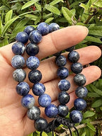 GAF TREASURES Grade A ++ Gemstone Round Bead Adjustable Bracelet 10mm, Genuine Crystal Bead Bracelet, Gift for Men & Women - color: Sodalite