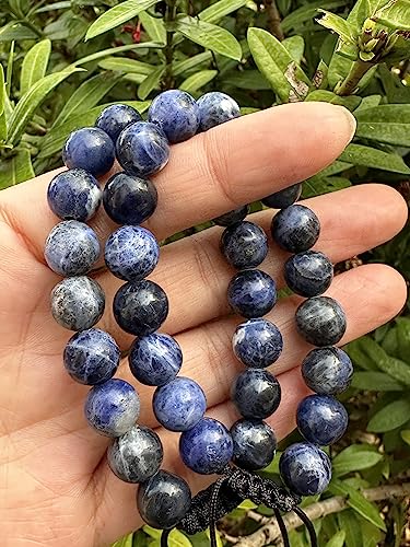 GAF TREASURES Grade A ++ Gemstone Round Bead Adjustable Bracelet 10mm, Genuine Crystal Bead Bracelet, Gift for Men & Women - color: Sodalite
