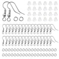 TOAOB 300pcs Earring Hooks Kits Silvery Grey French Ear Wires with Ball and Coil 18mm Fish Hook Earring Making Supplies with Jump Rings and Clear Silicone Ear Backs for DIY Jewelry Findings - color: Silvery grey