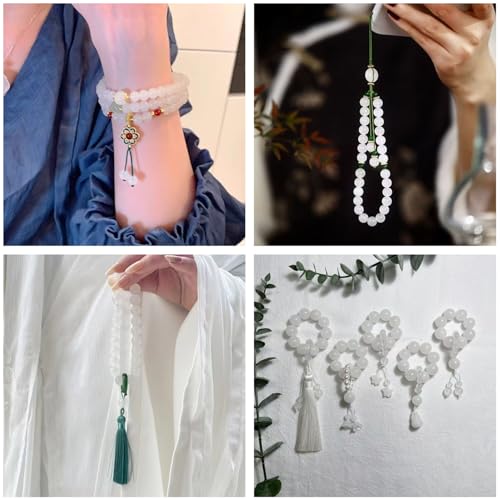200PCS 8mm Glass Beads for Jewelry Making Soild White Round Loose Beads for Bracelets DIY Crafts (White) - color: White