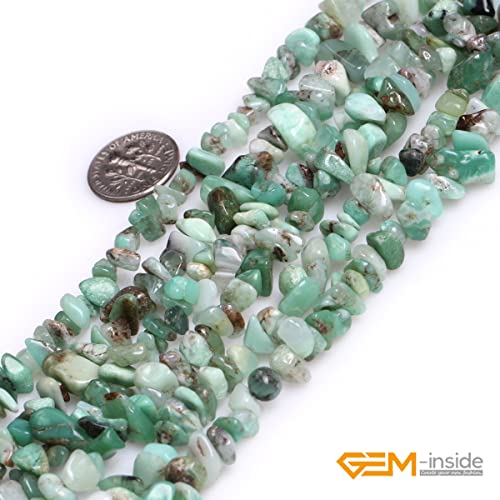 GEM-Inside 7-8MM Gemstone Green Opal Gravel Beads Strands 34 Inches - color: Green Opal