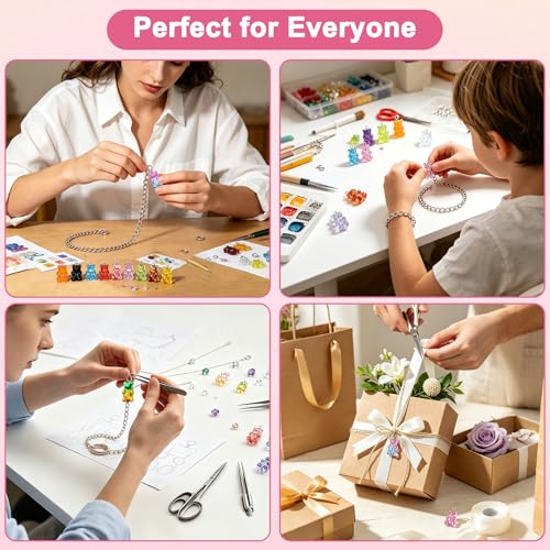 Linkstyle 152PCS 3D Gummy Bear Charms, 19 Colors Gradient Bear Earring Bracelet Nacklace Pendants, Resin Beads Shaped Clay Pendants for DIY Jewelry Making Keychains Crafting Gifts