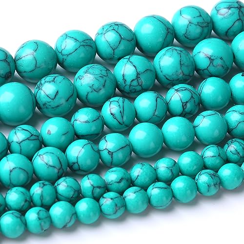 46PCS 8MM Turquoise Stone Beads Natural Gemstone Bead Crystal Healing Energy Jewelry Making DIY 15 inches - color: Turquoise, size: 8mm