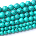 36PCS 10MM Turquoise Stone Beads Natural Gemstone Bead Crystal Healing Energy Jewelry Making DIY 15 inches - color: Turquoise, size: 10mm