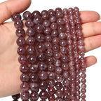 About 45pcs 8mm Natural Stone Beads Lepidolite Beads Crystal Gemstone for Jewelry Making, DIY Bracelet Necklace - color: Lepidolite, size: 8mm