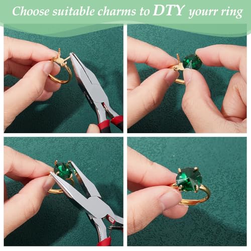 BENECREAT 925 Sterling Silver 4 Claws Ring Blanks, 18K Gold Plated Adjustable Ring Bases, 19.4mm Finger Ring Base, Claw Ring Components for Irregular Cabochon Ring Jewelry Making - color: Gold