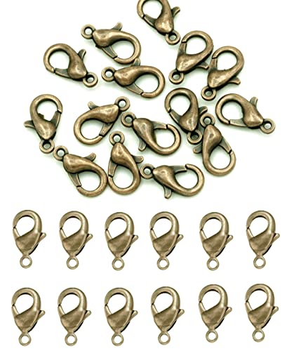 MSCFTFB 300 Pieces Mini Lobster Clasps Metal Lobster Claw Clips Fastener Hooks for Bracelet Necklace Choker Jewelry Making Findings DIY Keychain Bag Phone Dangle Charms (6x12mm,Antique Bronze) - color: Bronze