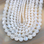 Natural White Moonstone Gemstone Round Loose Beads (6mm) - size: 6mm