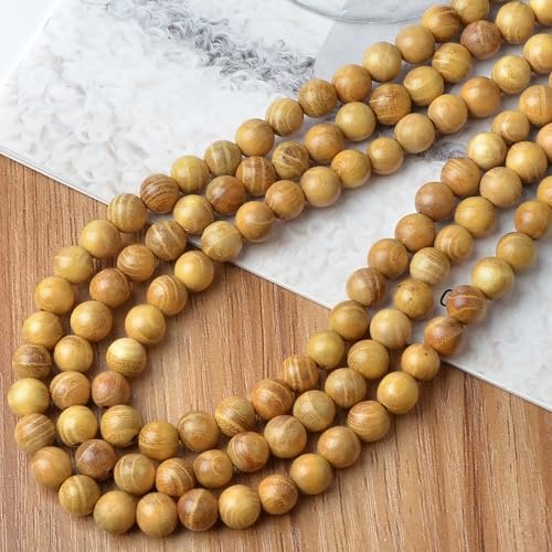 8mm Massive Beads Natural Wooden Round Loose Beads Jewelry Making with Thread 200 PCS(Golden Wood, 8mm) - color: Golden Wood, size: 8mm