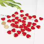 Honbay 40PCS Enamel Alloy Charms Pendant Dainty Cute Love Heart Shaped Pendants Valentine's Day Pendant Bead Charms for Keychains Earrings Bracelets Necklaces Jewelry Making and DIY Crafts - color: Red