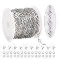 KYUNHOO 13 Feet Stainless Steel Jewelry Making Chains Silver Bulk Jewelry Hollow 4 Leaf Clover Chain for Making Crafts with Jump Rings Lobster Clasps - color: Leaf Clover Silver