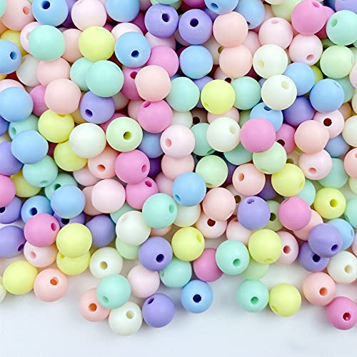 Jmassyang 800 Pieces 8mm Candy Color Acrylic Round Frosted Beads Assorted Candy Color Mix Plastic Pastel Matte Loose Spacer Mixed for Jewelry Making Bracelets Necklaces DIY Crafts (8mm-800pcs) - size: 8mm-800pcs