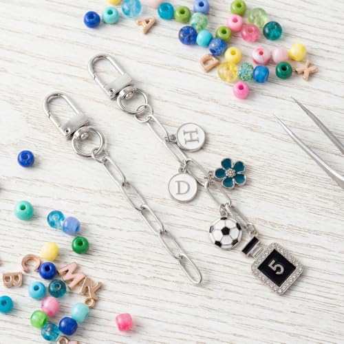 Hzopcw 20pcs Silver Keychain Making Kit, Key Ring Swivel Snap Hook Chains, Alloy Extender Keychain Bag Charm Kits for DIY Crafts Jewelry Making Handbag Purses- A2 Style - color: Silver-20pcs-A2 Style