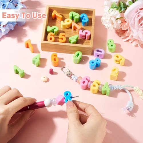 FASHEWELRY 20Pcs Number Acrylic Beads Large Hole Iridescent Beads 0-9 Big Plastic Blocks European Bead 3D Kandi Bead for Keychains Necklace DIY Arts Craft - color: Random #2, size: 0 - 9