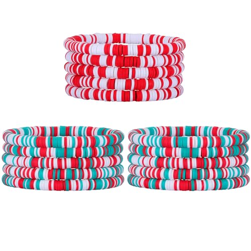 Ornaland Heishi Surfer Bracelets Set Polymer Clay Heishi Beads Stretch Bracelets Multi-Layer Stackable Friendship Bracelets Bohemia Summer Beach Jewelry for Women - color: Christmas style