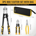 GRENPRO 3-Piece Bolt Cutter Pliers Set, 14" Heavy Duty Bolt Cutter, 8" Mini Wire Cutter, 8" Cable Cutter with Carrying Bag, Cr-V Blade for Metal, Key, Lock, Craft & Hard Wire, Screw, Chains Hand tool - style: 3-Piece Bolt Cutter Set