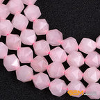 GEM-Inside Natural 8mm Pink Rose Quartz Gemstone Loose Beads Faceted Cambay Crystal Energy Stone Power for Jewelry Making 15" - color: Pink Rose Quartz, size: 8mm