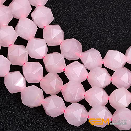 GEM-Inside Natural 8mm Pink Rose Quartz Gemstone Loose Beads Faceted Cambay Crystal Energy Stone Power for Jewelry Making 15" - color: Pink Rose Quartz, size: 8mm