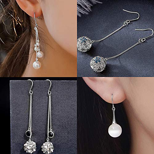 200 Pack Silver Earring Hooks Ear Wires for DIY Jewelry Findings Supplies Fishhook Connector Charm Hooks - color: White Gold
