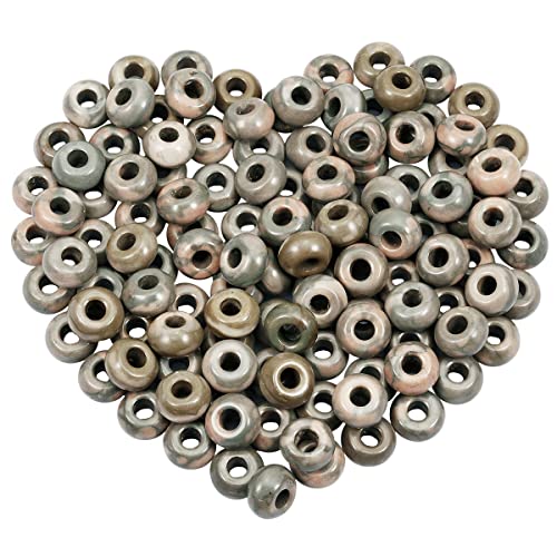 SUNYIK Zebra Jasper Large Hole (5mm) Rondelle Loose Charms European Bead fits Bracelet,Jewelry Makings Pack of 20 - color: Grey&Green-Zebra Jasper, size: 14x8mm