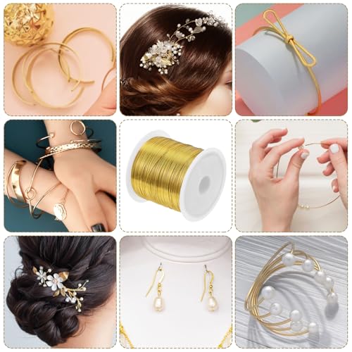 328 Feet Jewelry Making Wire, 28 Gauge Wire for Jewelry Making,0.3mm Dead Soft Round Gold Filled Brass Wire for Jewelry Making, Wire Wrapping and Crafting (Gold) - color: Gold