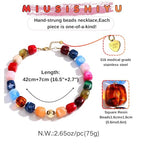 Chunky Necklaces for Women, Trendy Colorful Square Acrylic Resin Beads Statement Choker Necklace, Lightweight Boho Summer Beach Vacation Jewelry - color: Mixed color
