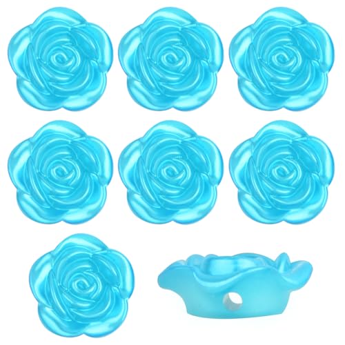 100pcs Lovely Rose Flower Spacer Beads ABS Plastic Roseflower Shape Loose Beads Bulk Craft Accessories for DIY Bracelets Earrings Jewelry Making Supplies Decoration, Light Blue - color: Light Blue
