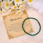 BONNY BOXX Natural Genuine Gemstone Faceted Round Beads Bracelets, 3mm Adjustable Stretchy Tiny Faceted Black Tourmaline Bracelet, Healing Crystal Reiki Chakra Dainty Jewelry Fashion Gifts - color: Malachite